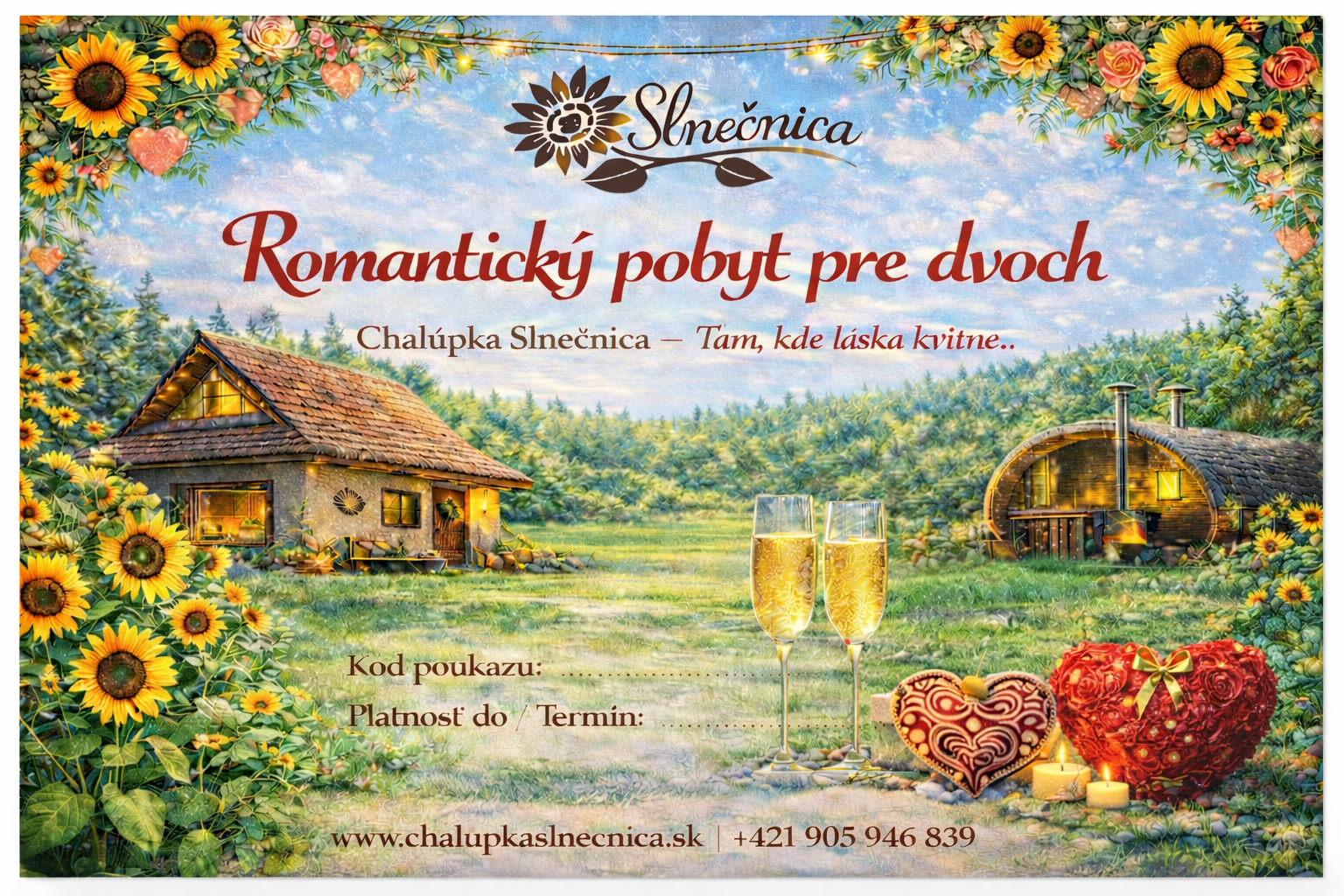 Romantický pobyt pre dvoch – poukaz Chalúpka Slnečnica